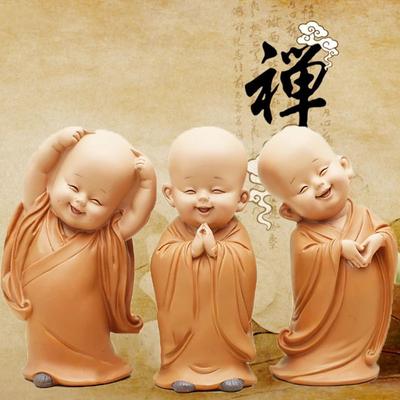 3 tk / komplekt 5 * 3,5 * 8,5 cm Buddha kuju Väike mungavaik Armas koduklubi Feng Shui kaunistus Käsitöö Boutique Tee lemmikloomade ehted