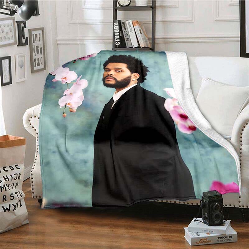 The customizable T-The Weeknd flannel soft blanket is suitable for home, bedroom, bed, sofa, travel, and children's use.