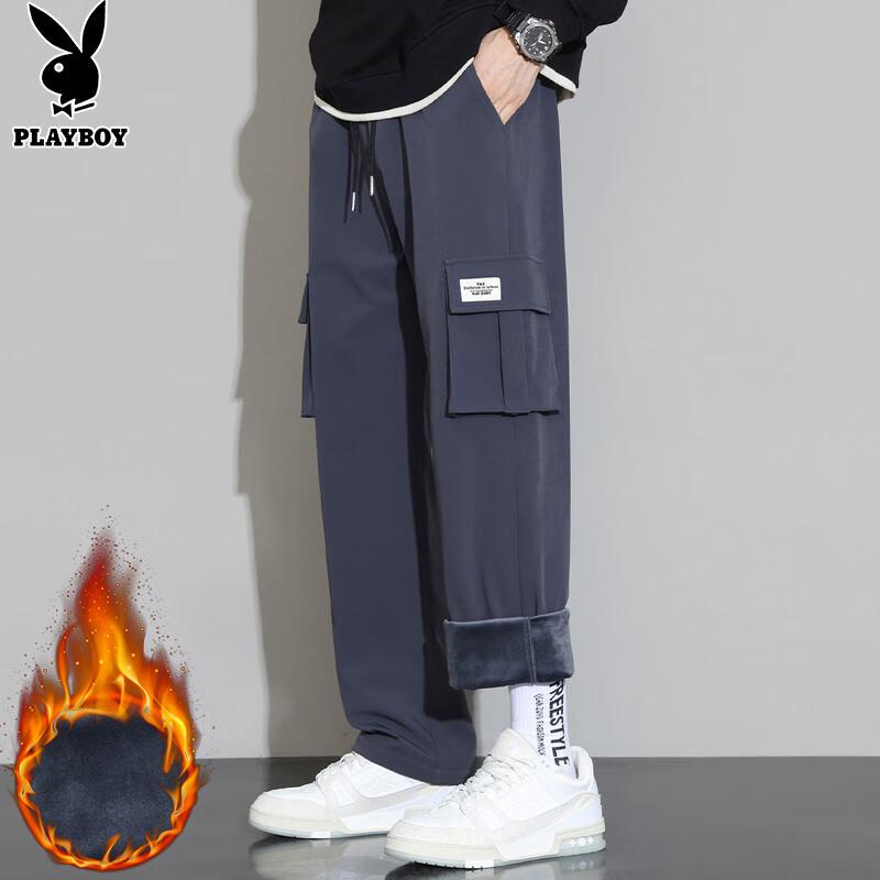 PLAYBOY Men's Fleece Lined Loose Fit Cargo Pants