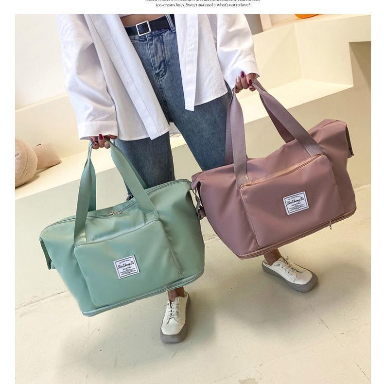 Travel Bag for Women Foldable Handheld Large Capacity Short Distance Travel Luggage Bag Storage Bag for Delivery Swimming Yoga Fitness Bag