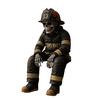 Firefighter Ornament Skeleton Shelf Sitter Statue, Vintage Resin Figurine with Realistic Gear & Distressed Sitting Posture Finish, Dark Industrial