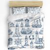 Nautical Anchor Ship Lighthouse Whale Art 3dílná sada povlečení pro manželskou postel Domácí textil Povlak na přikrývku Povlak na polštář Povlak na polštář