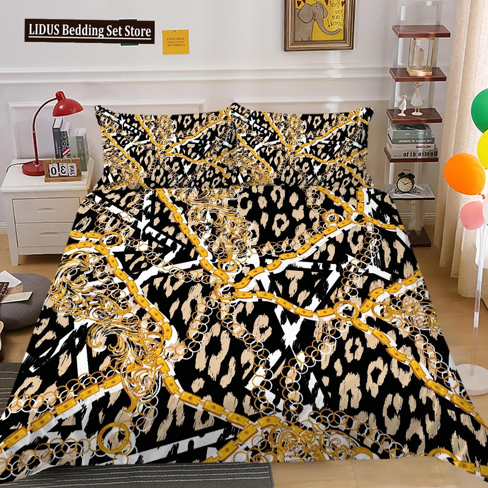 Dark Gold Duvet Cover Set Dull Gold Patterns 3D Luxury Printing Comforter Cover King Queen For Teens Adult Polyester Bedding Set