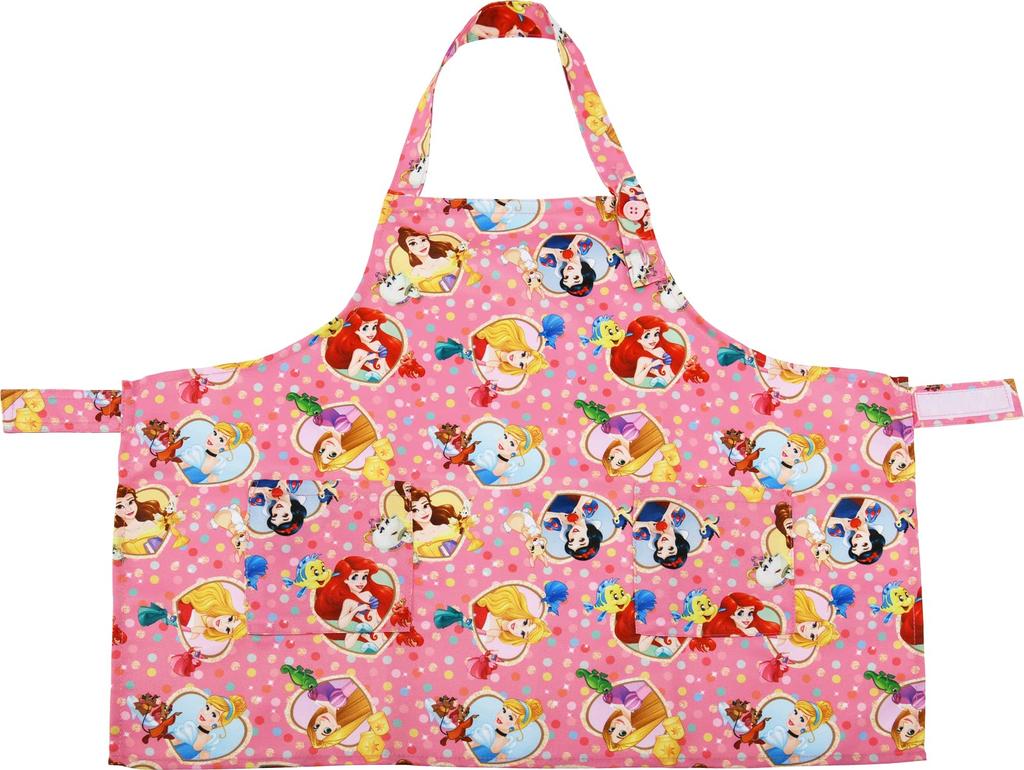 Yaxel Thick and Durable Apron for With Elementary Cooking Disney Princess 50454 Kids, Height 100-110cm, Pockets, School, Class,