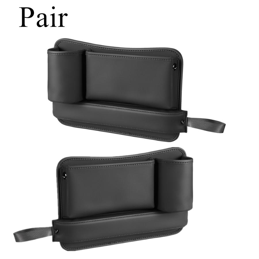 

2Pcs Car Interior Crevice Organizer Seat Gap Filler Storage Bag w/ Bottle Holder
