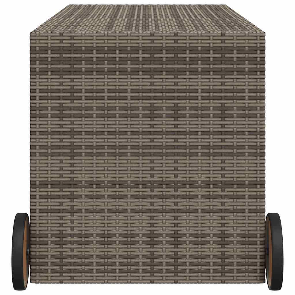 Garden Storage Chest with Wheels Gray 283 L Poly Rattan