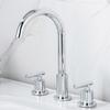 Basin Faucets Brass Polished Chrome Deck Mounted Round Bathroom Sink Faucets 3 Holes Double Handles Hot And Cold Water Tap