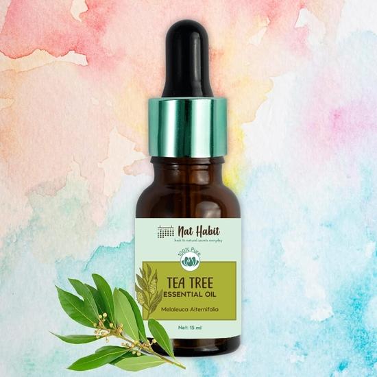 Nat Habit 100% Pure Tea Tree Essential Oil With Melaleuca Alternifolia For Hair & Skin, Steam Distilled,Diffuser Oil- 15 Ml