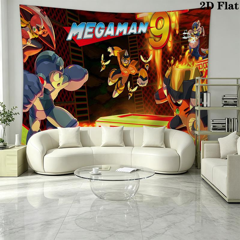 Mega Man Wall Tapestry Aesthetic Wall Hanging Printed Fabric Blanket Decorative Tapestries for Bedroom Living Room Home Decor
