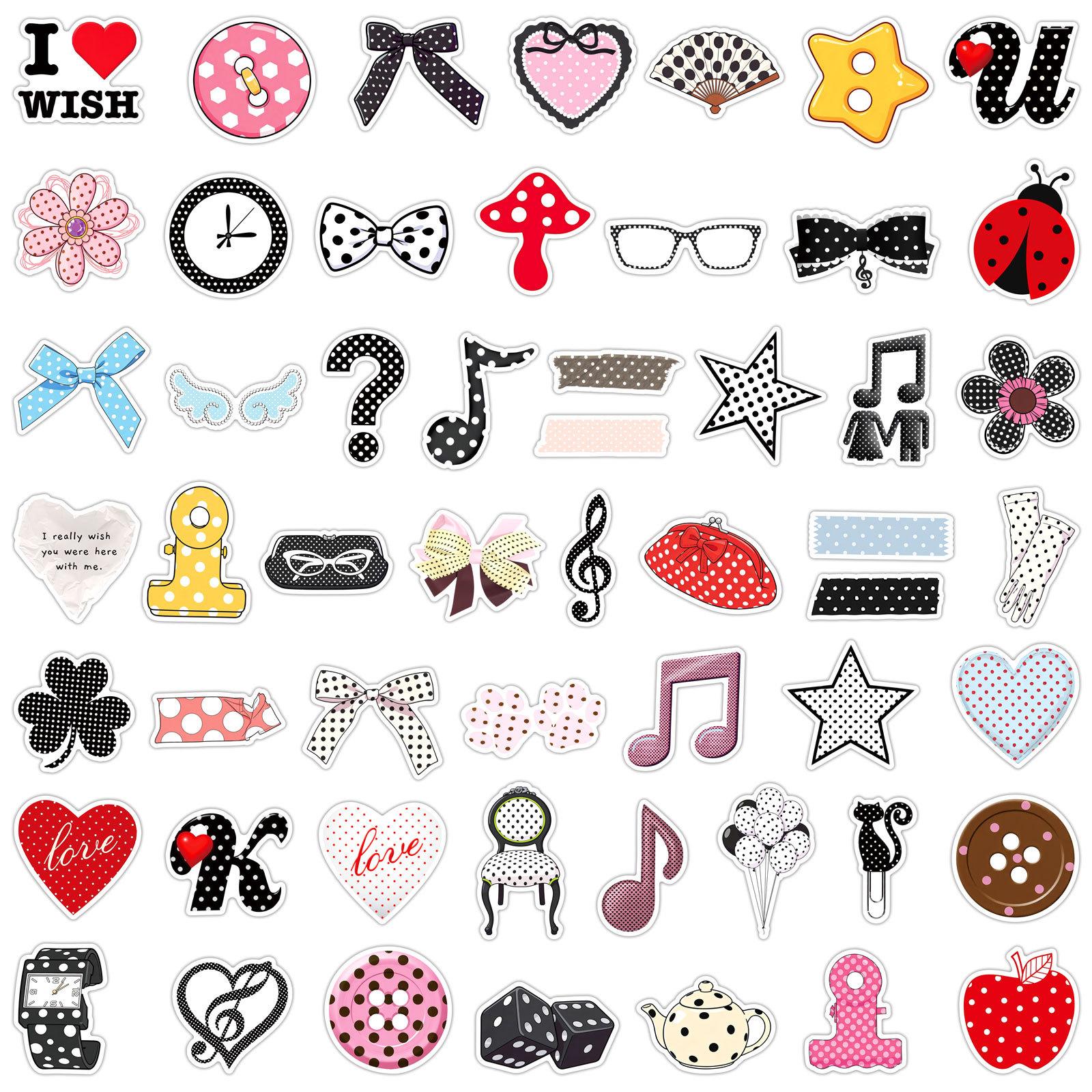 

50/100Pcs Polka Dot Ins Style Minimalist Object Stickers PVC Waterproof for Diary Scrapbook Helmet Guitar Phone Laptop Furniture