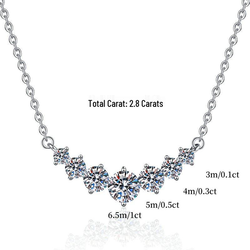 S925 Sterling Silver Moissanite Princess Pendant Necklace - Elegant Women's Fashion Clavicle Chain