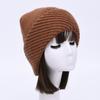 Oblique striped hat women's solid color rabbit velvet wool hat soft waxy casual versatile knitted hat warm autumn and winter fashion windproof