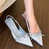 French temperament fairy style bow bag head sandals women's summer 2025 new rear empty beautiful high-heeled shoes
