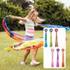 6Pcs Rainbow Dance Ribbons Handheld Rhythm Streamers Gymnastics Dance Decorations For Parties And Training Enduring