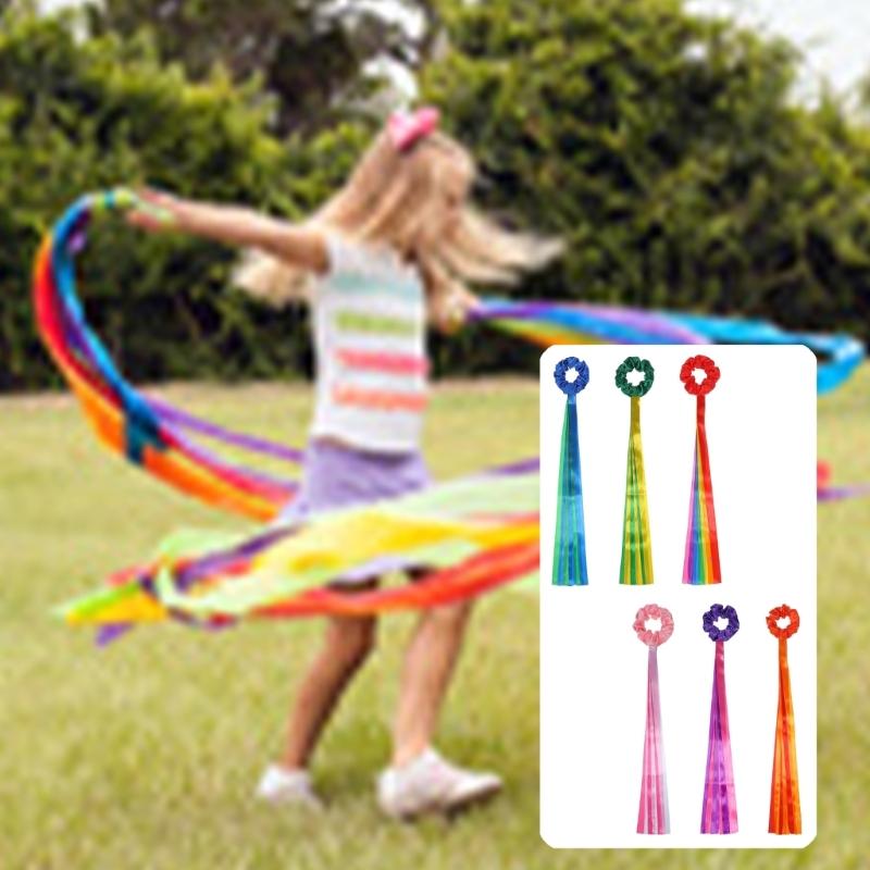 6Pcs Rainbow Dance Ribbons Handheld Rhythm Streamers Gymnastics Dance Decorations For Parties And Training Enduring