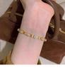 Pearl Sand Light Gold Zircon Oval Bracelet - Elegant Court Style, Luxurious Design for Women