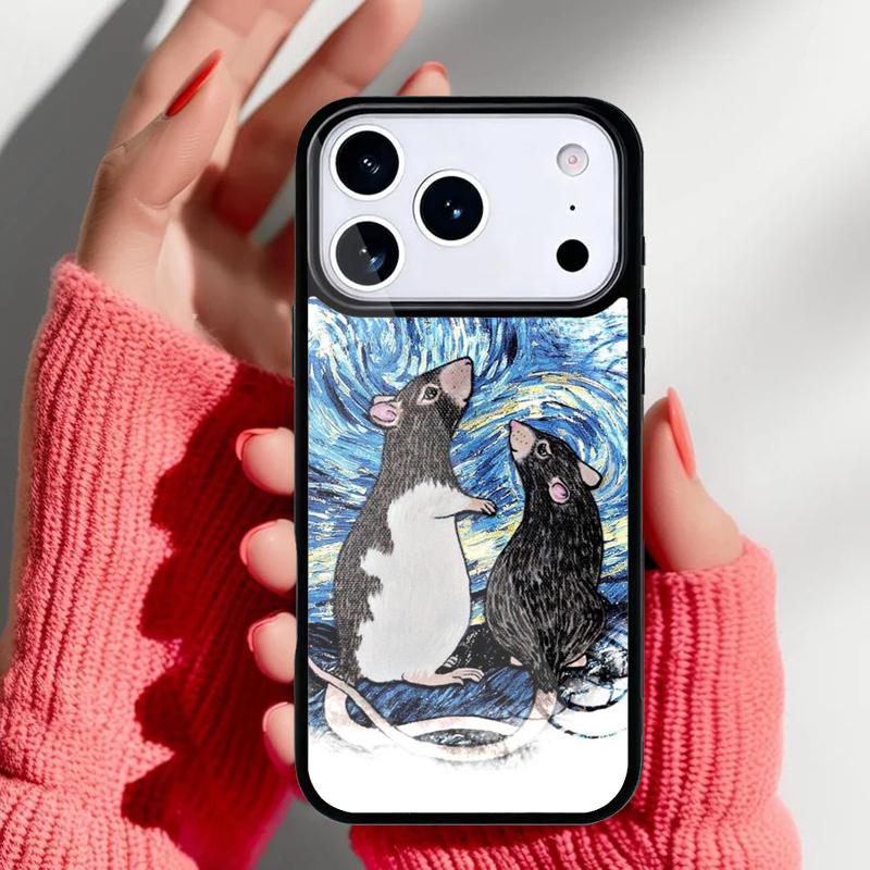 Cute Cartoon Animal Rat Phone Case for iPhone 17 16 15 14 13 Pro Max Back Cover for 12 11 Pro Coque