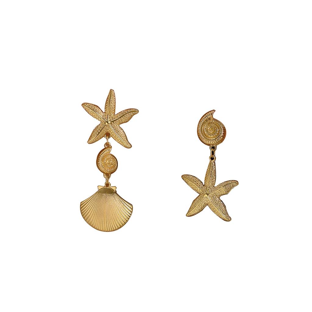 Earrings with geometric starfish and shell design, versatile and elegant earrings for women