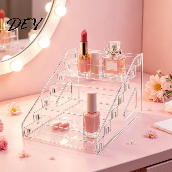 Nail Polish Organizer 5/7 Tier Acrylic Display Stand with Fences, Perfume Organizer, Removable Bracket for Home Makeup Multifunctional Clear