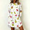 Women's Casual Long Sleeve Neck Dress with Christmas Print for Holiday Party