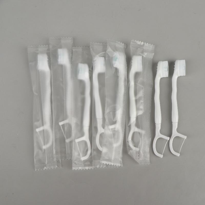 8/16Pcs Portable And Individually Packaged 3-In-1 Brush Head Toothbrush Floss Disposable Toothbrush For Adults On Business Trips