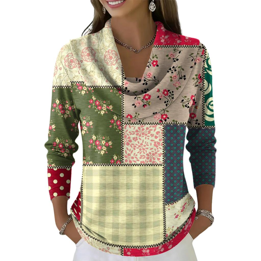 Dámský ležérní a módní svetr s dlouhým rukávem a potiskem, kulatým výstřihem