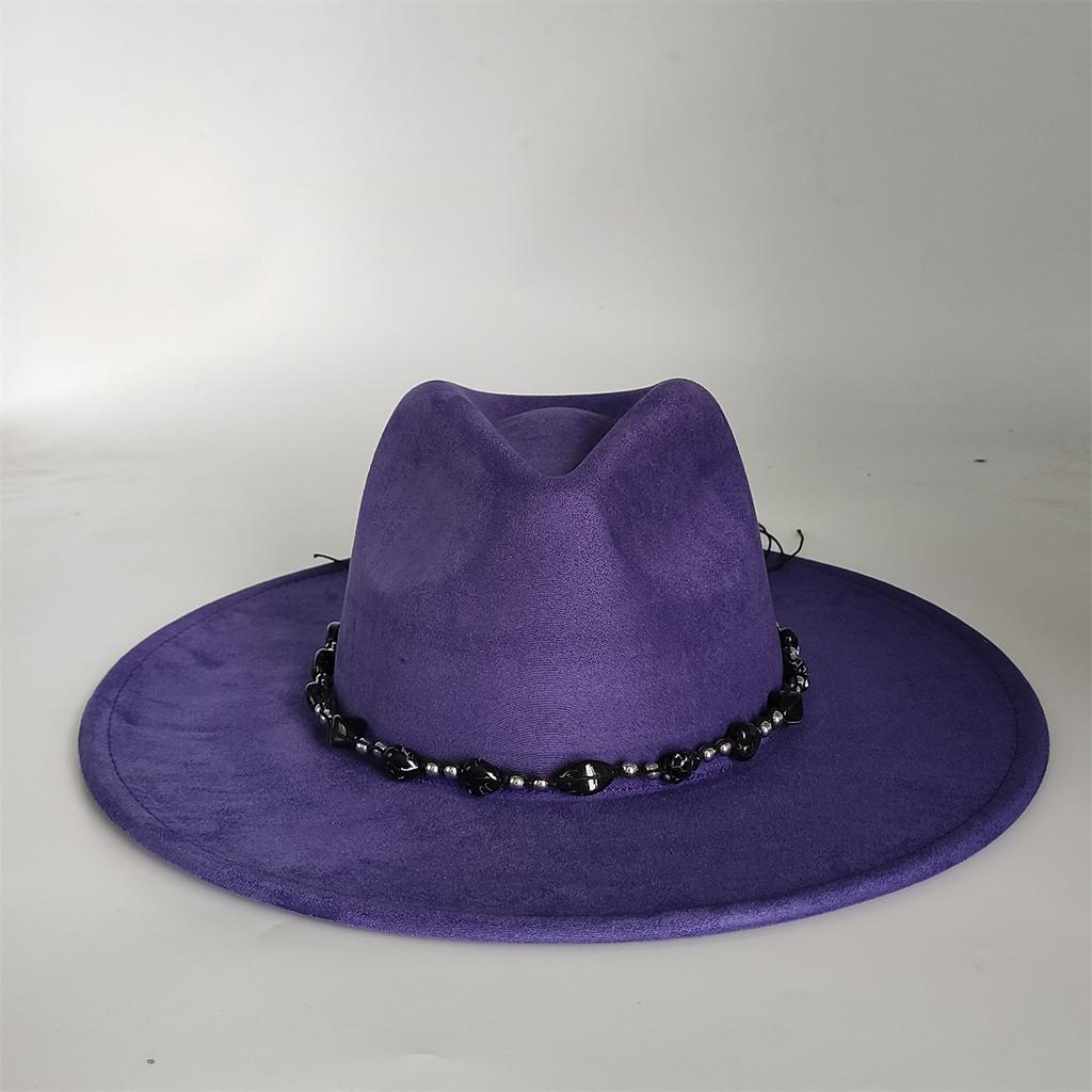 2025 Colorful Suede Wide Brim Felt Fedoras Hat for Women Men Church Jazz Cap Panama Denim Hat Wholesale Sombrero Hombre