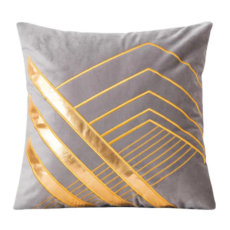 45x45cm Geometric Pillow Case Velvet Gold Bronzing Cushion Cover Home Living Room Sofa Decoration