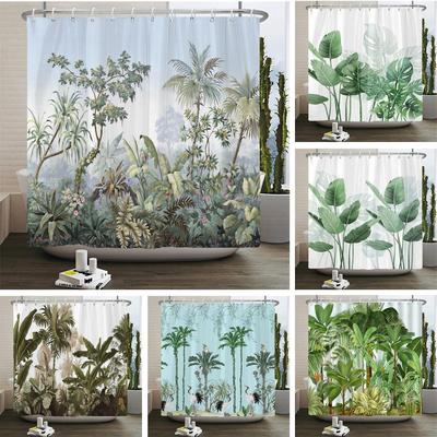 European Flowers, Birds, Plants Bath Curtains Waterproof Shower Curtain 3D Printing Bathroom Decoration with Hook Bath Screen