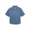 MLB New York Yankees Unifarben Logo Bestickt Lässig Kurzarm Hemd Damenhemden Blau 3FDRH0233-50SBL