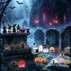 24Pcs Halloween Mini Resin Figures 24 Styles Miniature Pumpkin Skull Ghost Figurines to Hide Tiny Resin Animals for Halloween Party Favors Fairy
