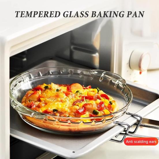 Skleněná koláčová forma na ovoce s vroubkovaným okrajem Hluboká vlnitá forma na pečení koláčů quiche do trouby a mikrovlnné trouby Pečicí náčiní pro domácnost a restauraci