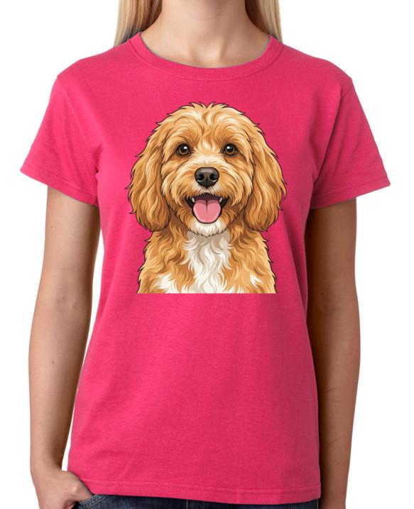Cute Cockapoo Dog Face Illustration Ladies T-Shirt Pet Lover Tee 3XL
