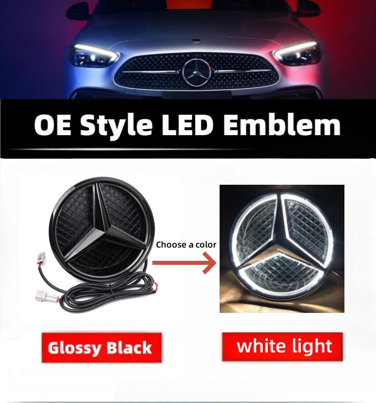 

GLC GLB Mercedes Benz W205 W212 W213 W204 ML W166 CLA C117 W176 W177 E GLK GLA GLC GLE car grille badge, 3D mirror front LED li A-W176 2013-2018