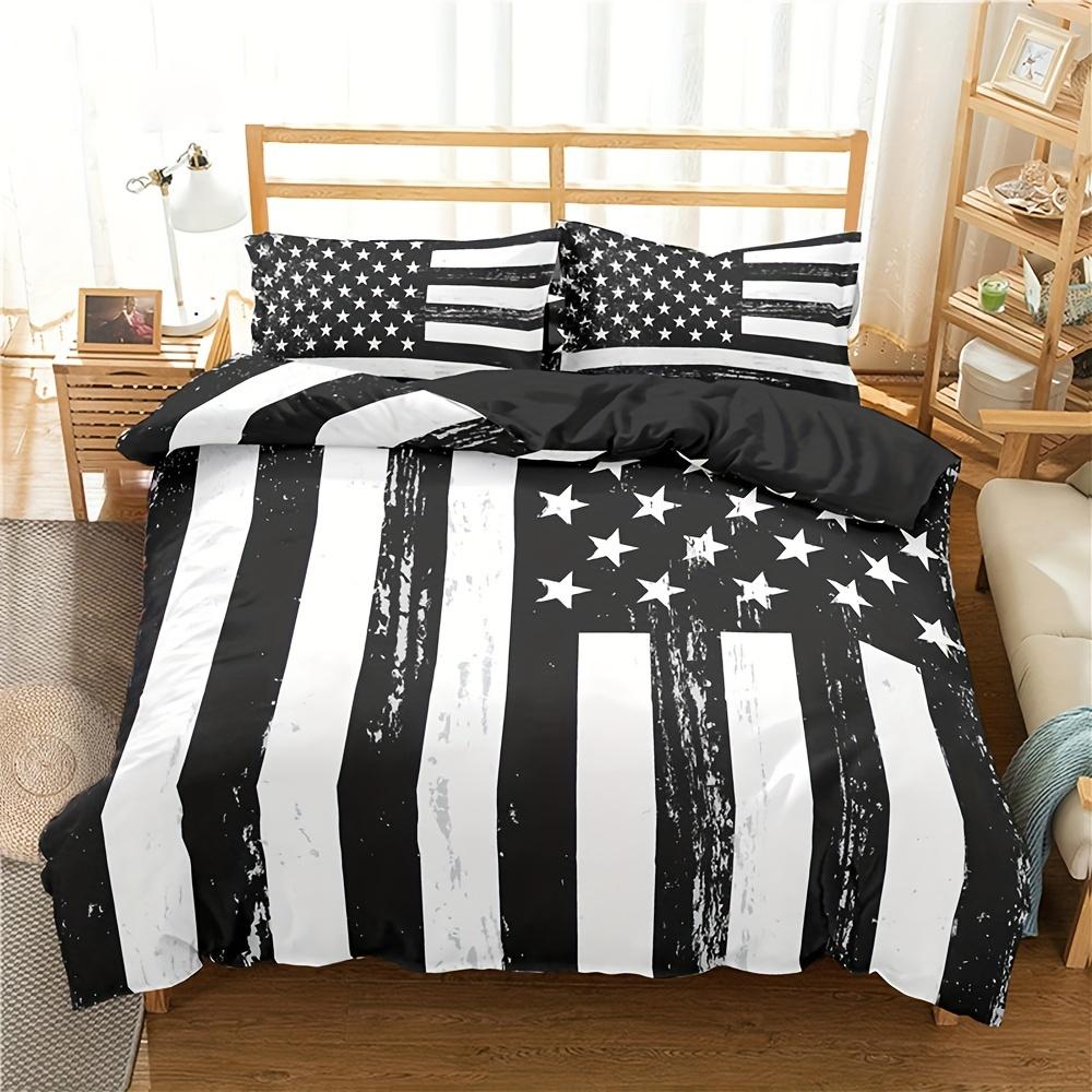 National Flag Print Duvet Cover Set (1 Duvet Cover + 2 Pillowcase) Skin-Friendly Bedding Set For Bedroom Dorm Room