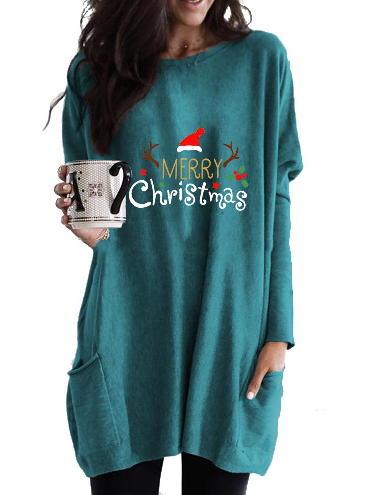 

Женская длинная туника с карманами, свободного кроя, с принтом, с длинным рукавом 5XL синий