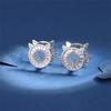 New Fashion Creative Diamond Inlaid Cat Ear Buckle 925 Sterling Silver Versatile And Cute Earrings E297