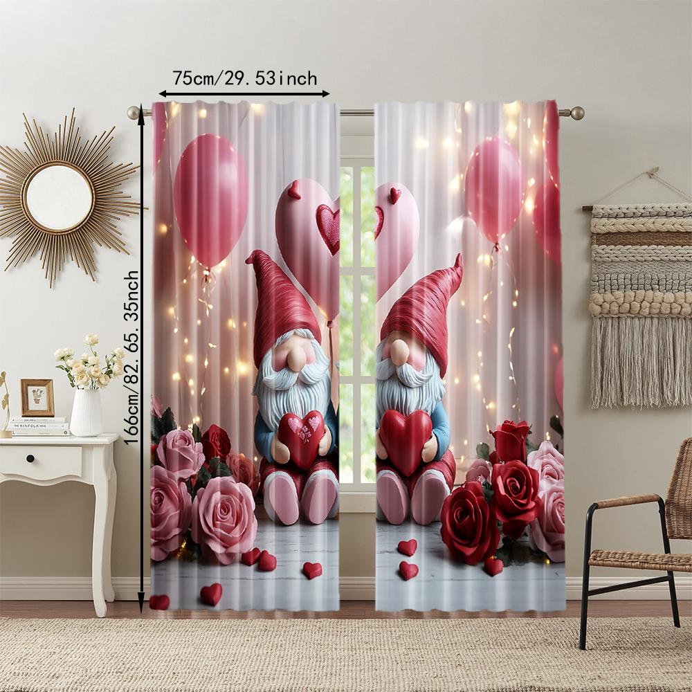 Set Of 2 Versatile Polyester Transparent Curtains Home Decoration Valentine Use Bedrooms Living Rooms Curtain Ideal For Room