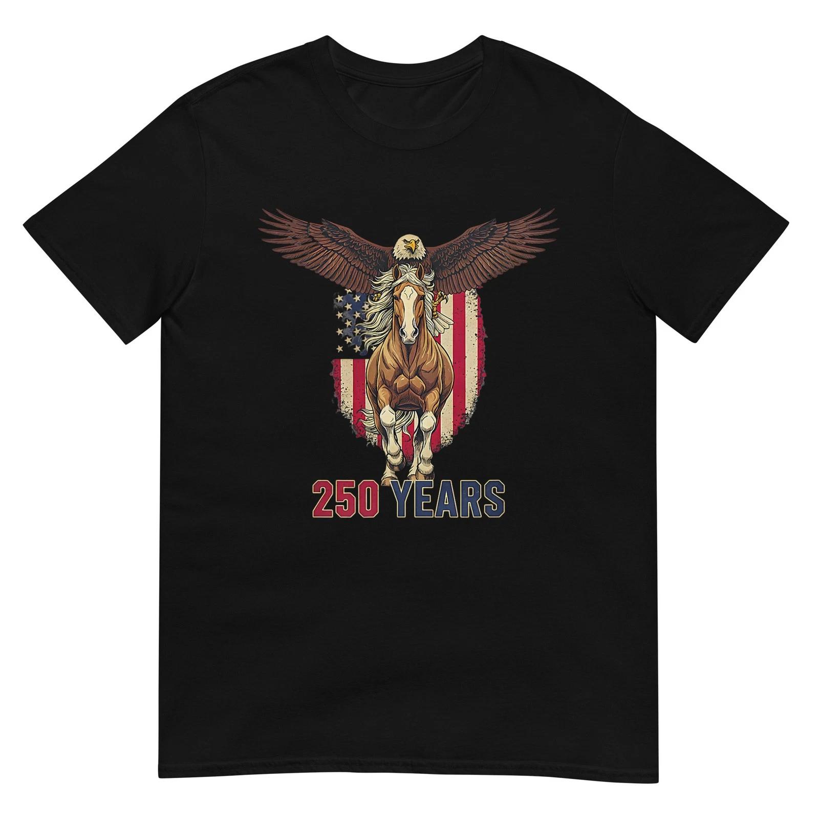 USA 250th Anniversary Bald Eagle & Clydesdale T-Shirt L