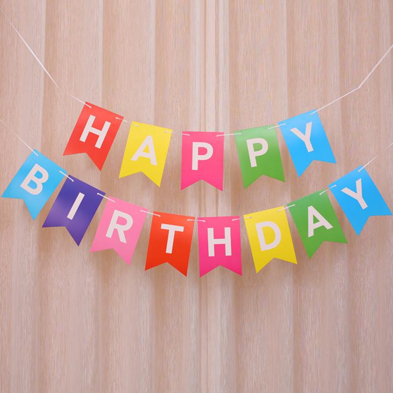 Yanyu Tail Flag Paper Stamped Birthday Letter Banner Children's Year's Eve Banquet Decoration Party Decoration