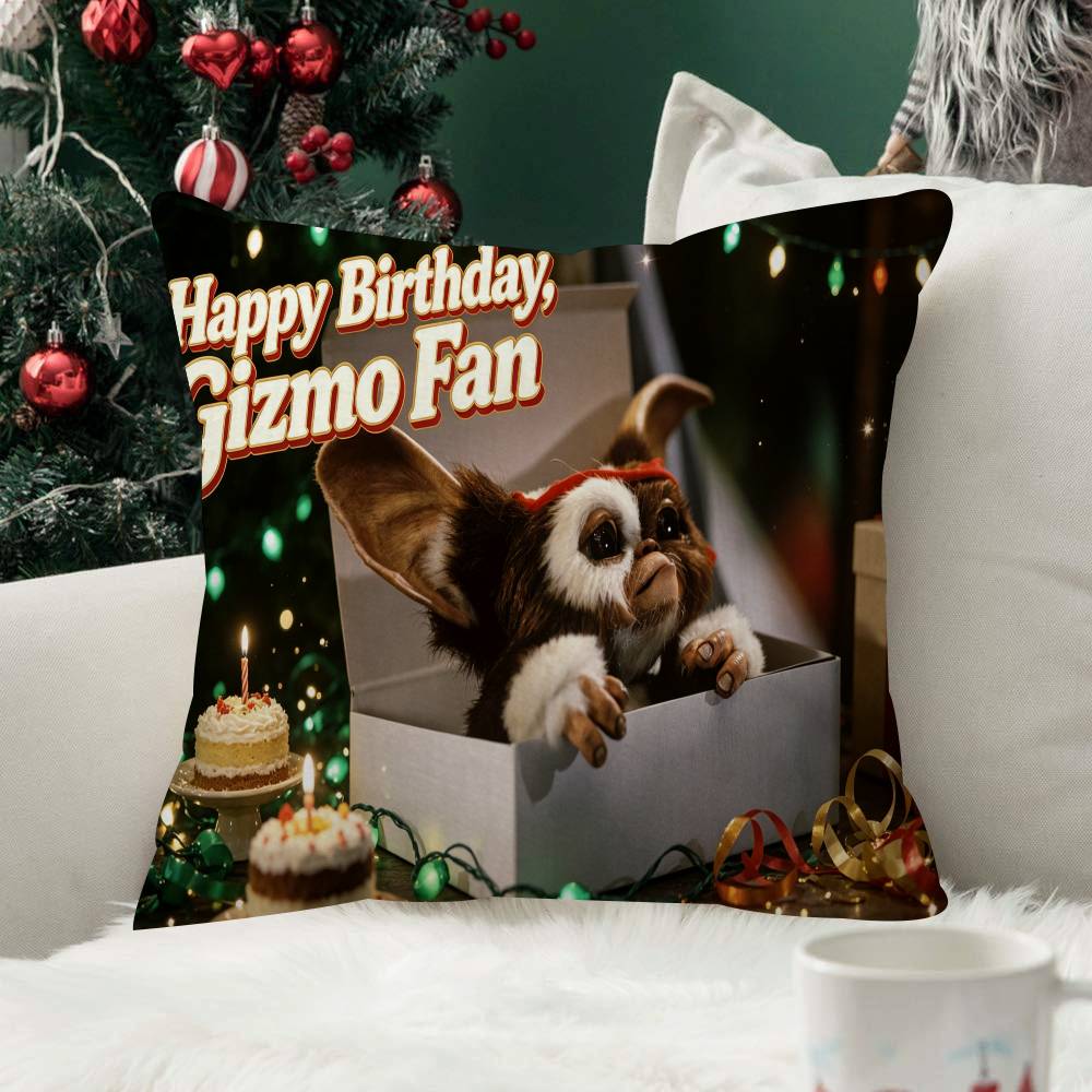 Movie Pillow Case Little Plush Fabric Soft Double Sided Print Sofa Mogwai Cushion Cover Throw Pillow Covers