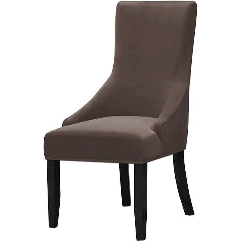 1PC Color Washable Dining Chair Cover Velvet Elastic Wingback Chair Cover High Back Sloping Armchairs