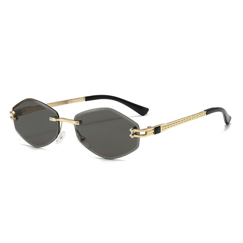 Sunglasses women's high-end fashion hip-hop frameless trimmed multilateral rhombus sunglasses men's fashion new European and American