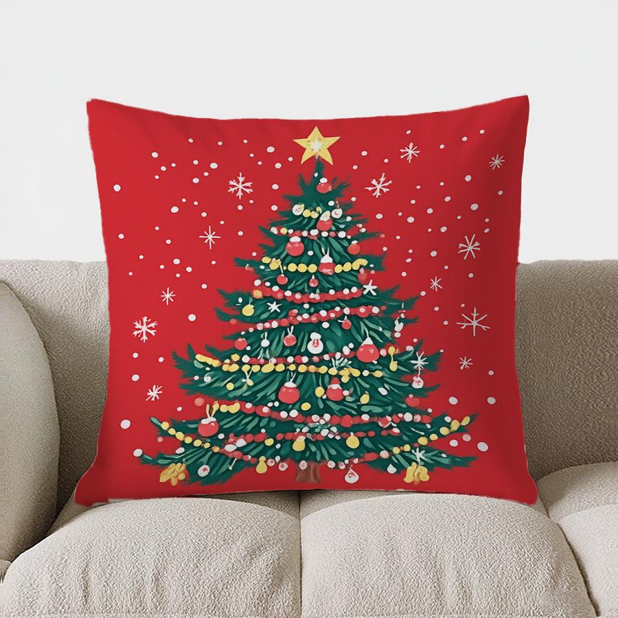 Home Decor Merry & Bright: Christmas Gift-Printed Pillow Pattern Cushion Cover Suitable For Sofa Bedroom Car Pillow Cover