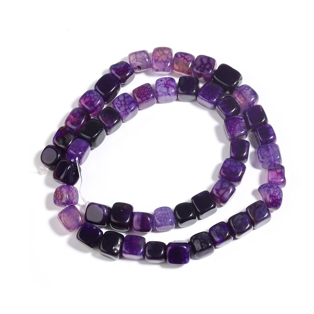 Natural Stone Square Beads 8mm Striped Agate Tube Stone Loose Spacer Beads For Jewelry Making Accessories DIY Bracelet Keychain