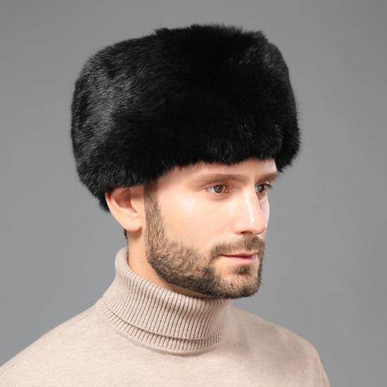 Nová Zimní Venkovní Pánská Čepice z Pravé Králičí Kožešiny Přírodní Teplé Čepice z Králičí Kožešiny Pánské Kvalitní 100% Pravé Čepice z Králičí Kožešiny