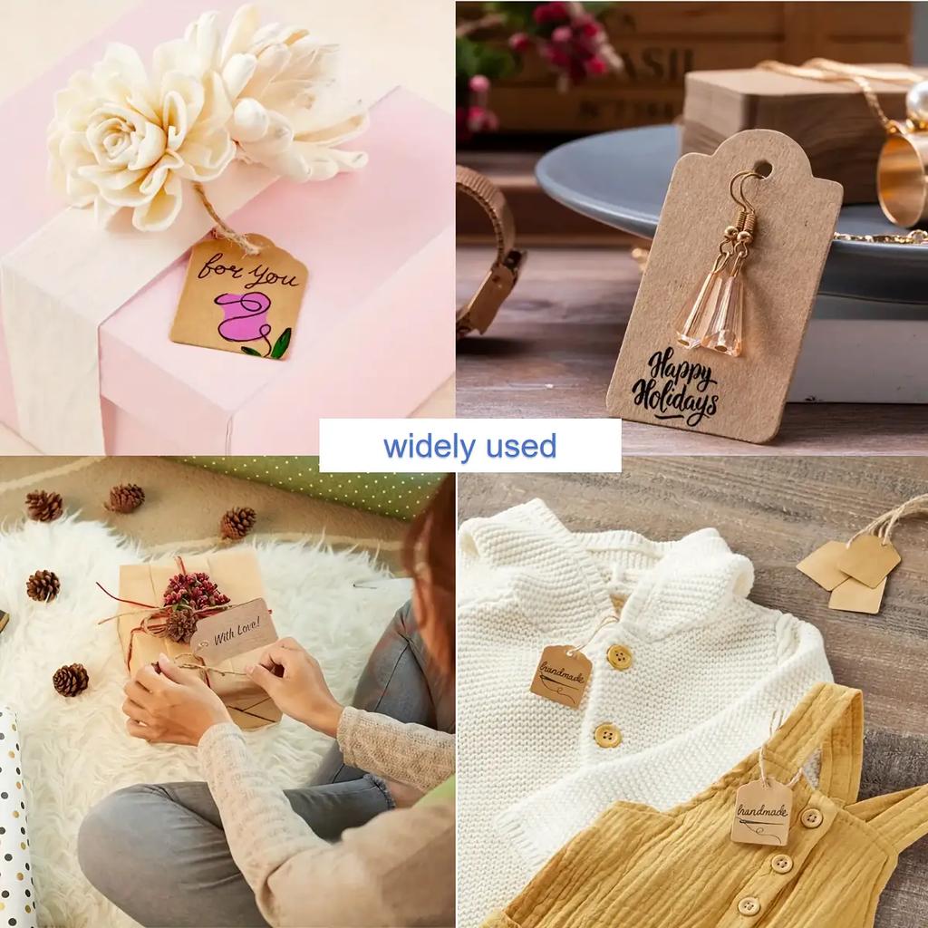 100 Blank Kraft Paper Gift Tags for Packaging and Crafts