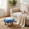 Solid Wood Low Stool Soft Padded Sofa Bench Daily Gift Soft Padded Stool  Living Room