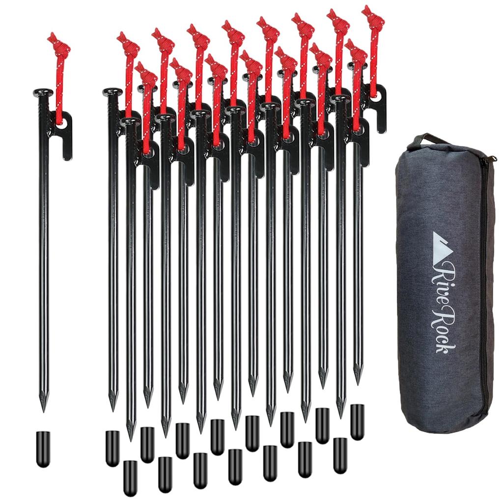 RiveRock 30cm Peg Storage Bag Tent Tarp Steel Pegs Reflective Rope (16 30cm PegsStorage Bag)