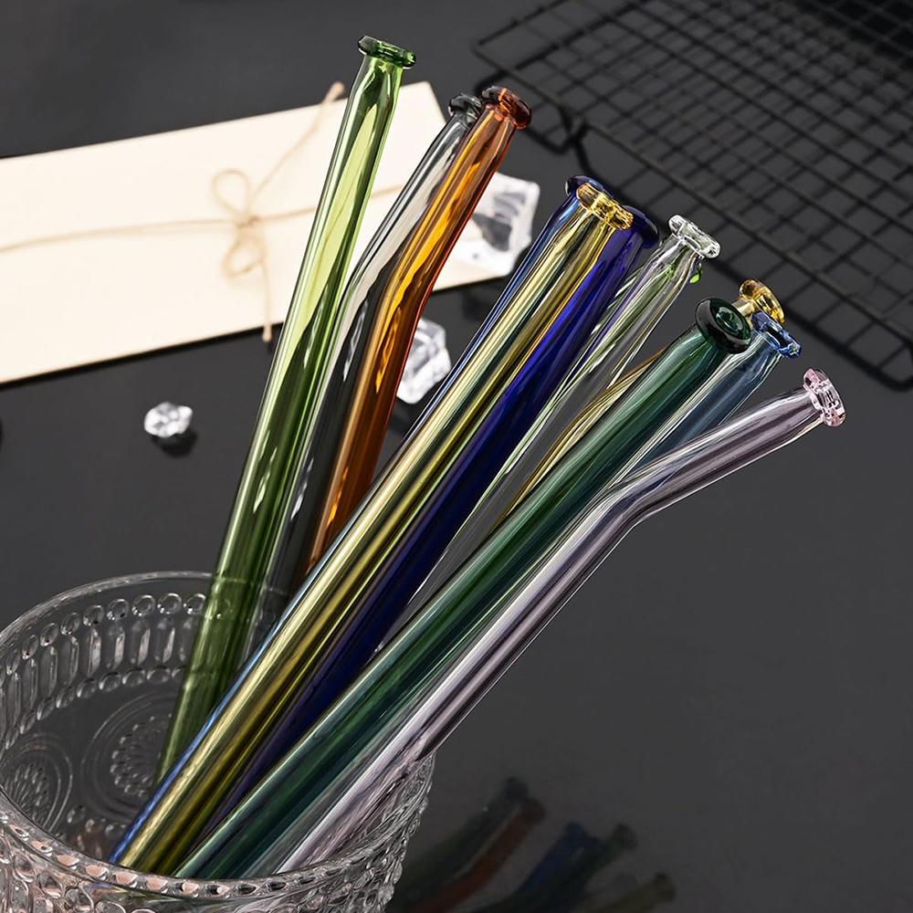 10Pcs High Borosilicate Glass Straw Eco Friendly Drinking Straw Reusable Glass Straw for Cocktail Smoothie Bar Accessories